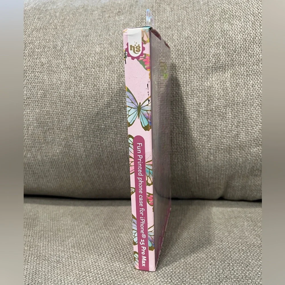 NIB Butterfly Silver/Pink/Clear iPhone 15 Pro Max Wireless Charging Slim Case